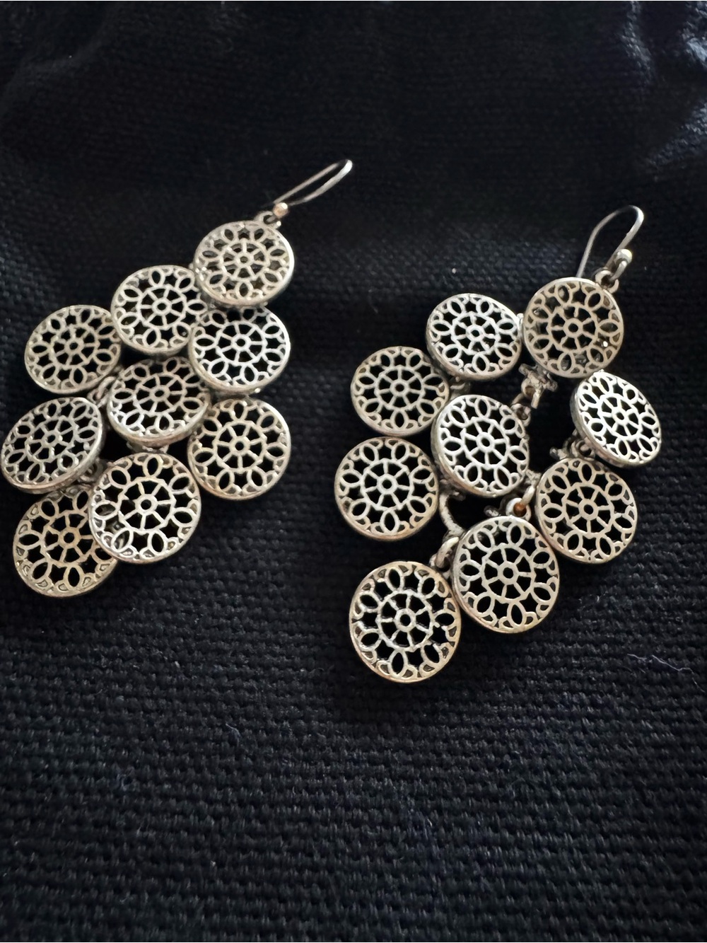 Lucky Brand Silver-Tone Filigree Cluster Dangle Earrings - Picture 5 of 7